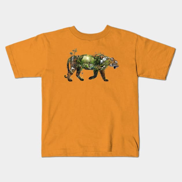 Surreal Tiger Kids T-Shirt by barrettbiggers